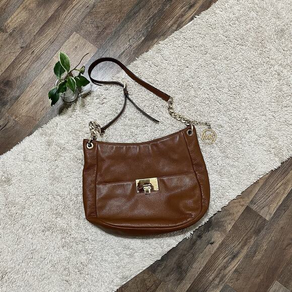 Michael Kors Brown Leather Crossbody Bag Purse - Picture 1 of 10